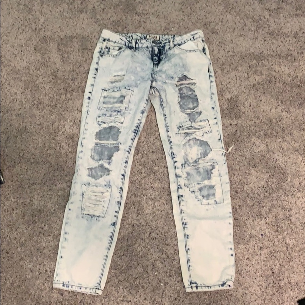 Bleached ripped jeans